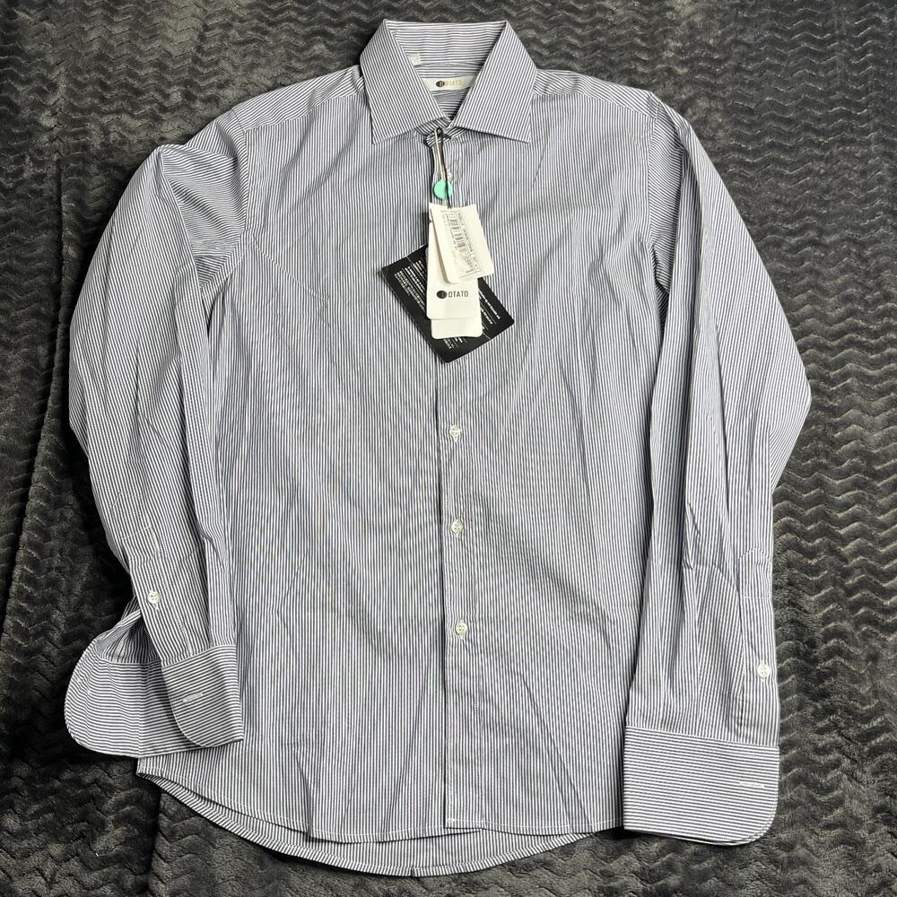 ID OTATO Dress Shirt Blue White Stripe size 41/16 long sleeves